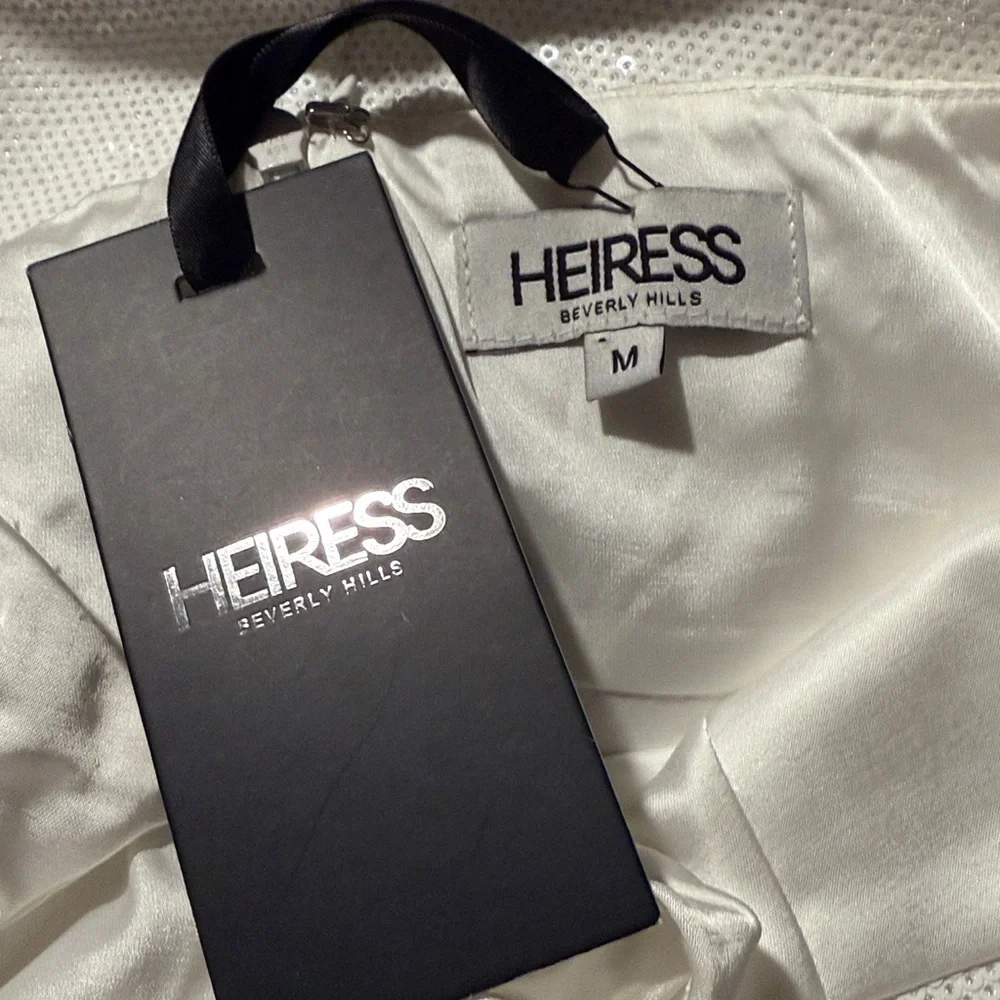 NWT HEIRESS x REVOLVE White Satin & Sequin Cutout Cocktail Bodycon Mini Dress